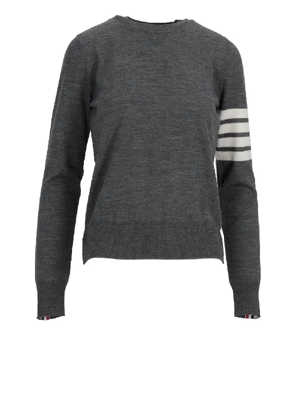 RELAXED FIT PULLOVER W/ 4 BAR IN FINE MERINO WOOL Bateau Neck Pullover
