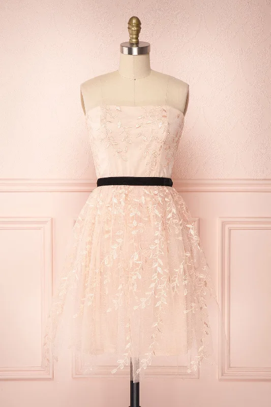 Fanely Blush | Pink Embroidered Dress