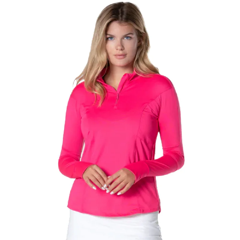 Lucky In Love Quarter-Zip Long Sleeve Womens Golf Pullover Shawl Collar Sweater