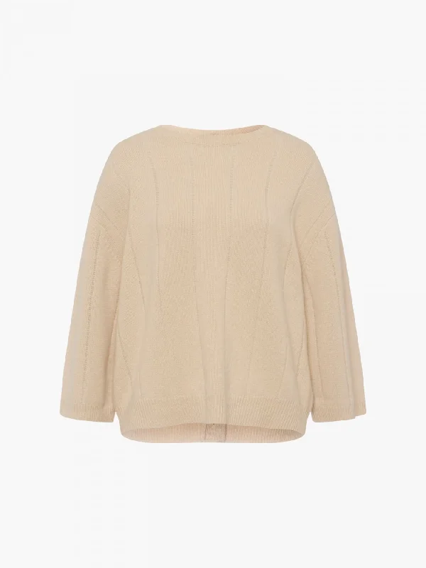 SWEATER WITH 1/2 SLEEVES Lace Blend Ribbed Blend Corduroy Blend