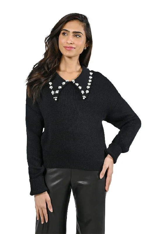 Knit Collared Sweater - Frank Lyman Open Front Closed Front Wrap Front