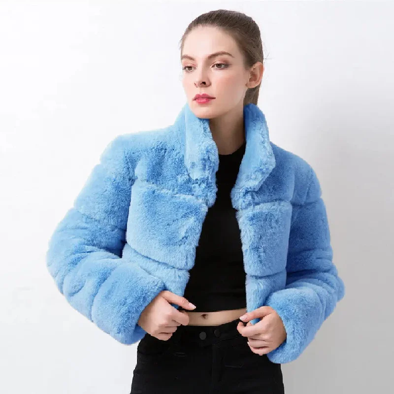 Chic Faux Fur jacket Satin Jacket Silk Jacket Chiffon Jacket