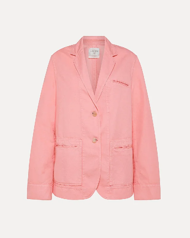 Workwear Jacket in Cotton Gabardine Boat Neck Shawl Collar Notched Collar