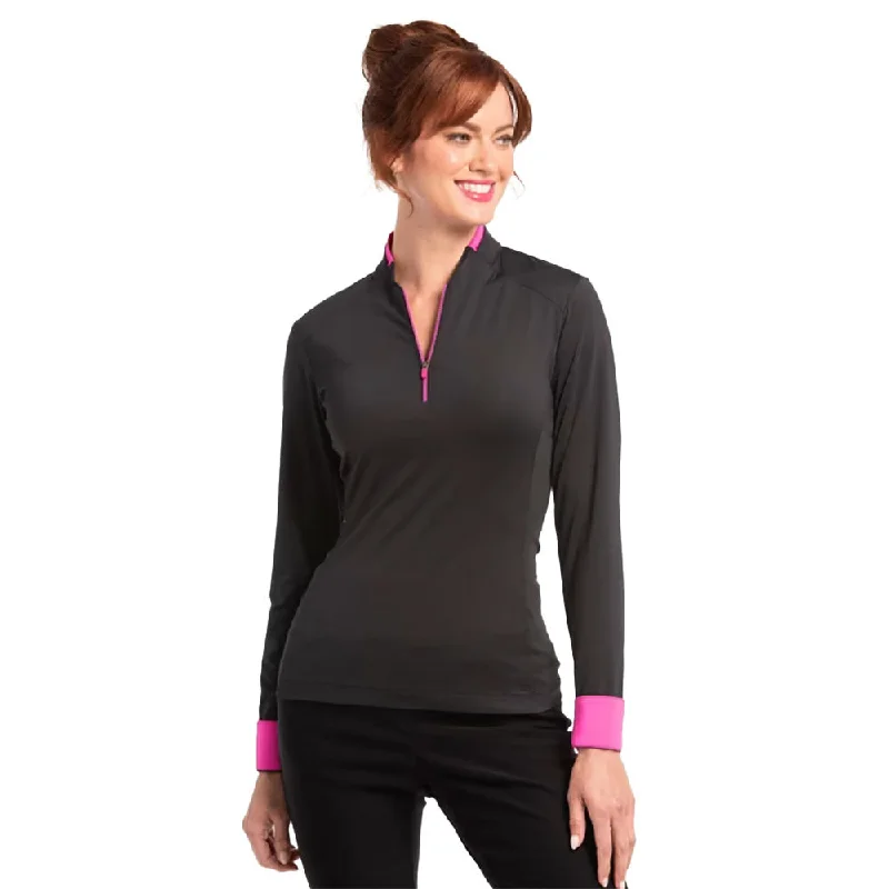 EP New York Contrast Collar Womens Golf Pullover Ribbed Crew Neck