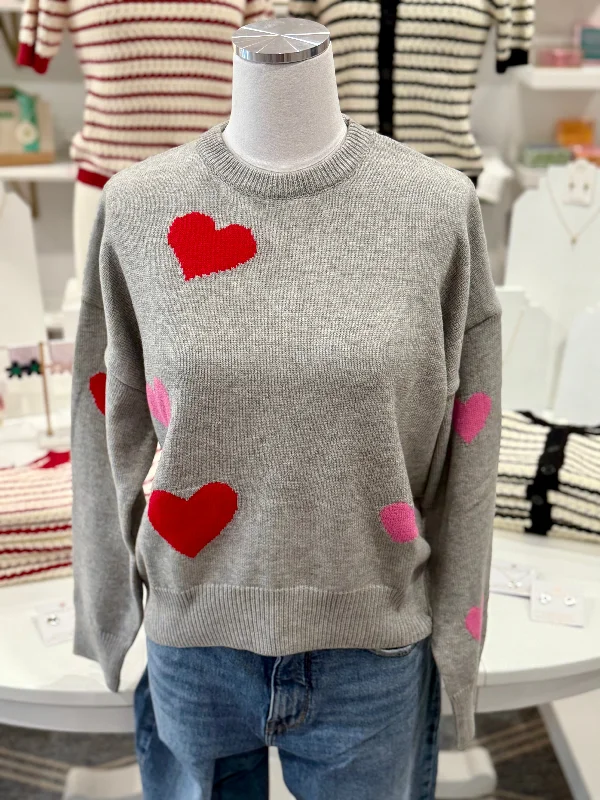 Carlie Sweater with Hearts Mesh Blend Leather Blend Suede Blend