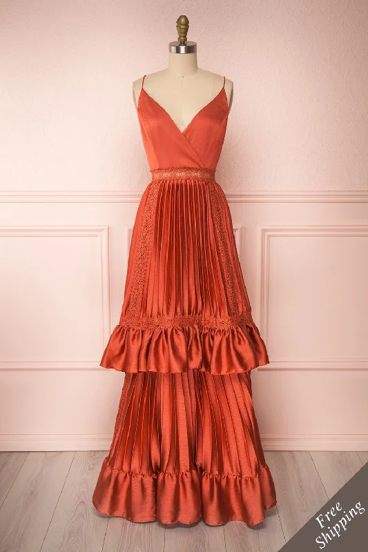 Euridice | Orange Pleated Dress