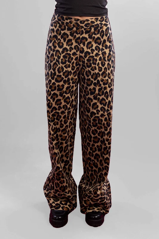 Leopard Wide Leg Trousers - Mitcha Label Trousers trendy modern