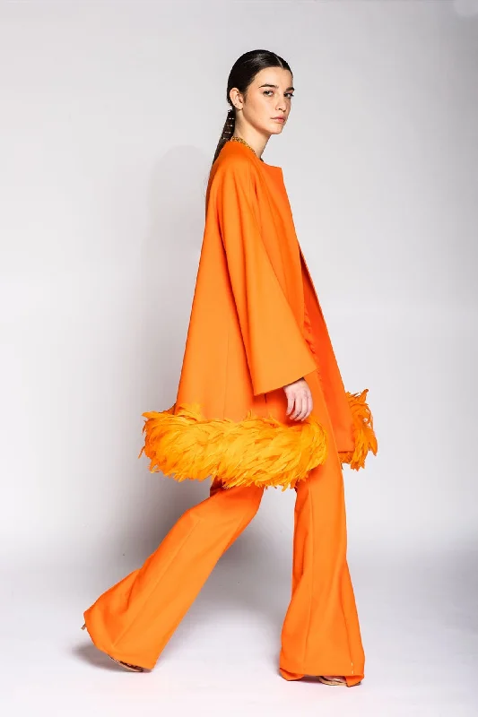 Feathered crepe top with trousers Trousers Leisure Comfortable