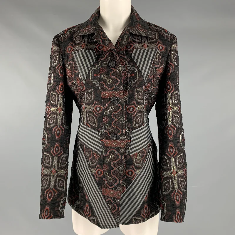 ISSEY MIYAKE Size L Brown Grey Polyester Jacquard Buttoned Jacket Bomber Jacket Anorak Windbreaker