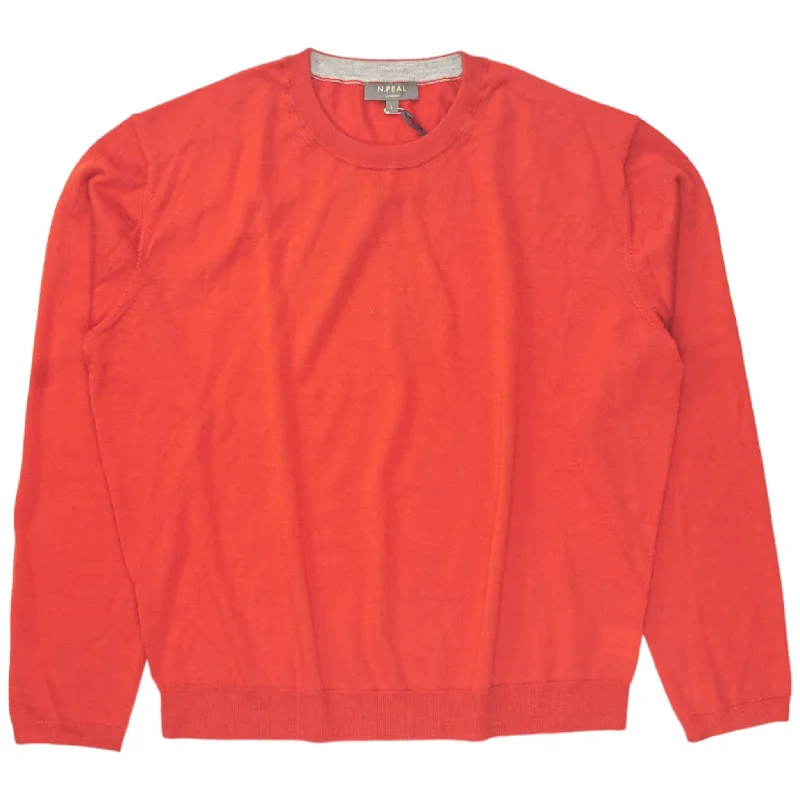 N. Peal Burnt Orange LS Crew Sweater Terry Terry Cloth Terry Knit