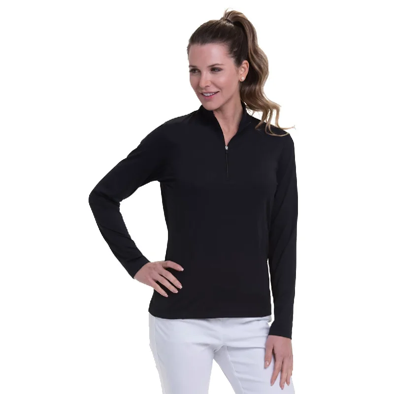 EP New York Zip Mock Long Sleeve Womens Golf Pullover Crew Neck Wool