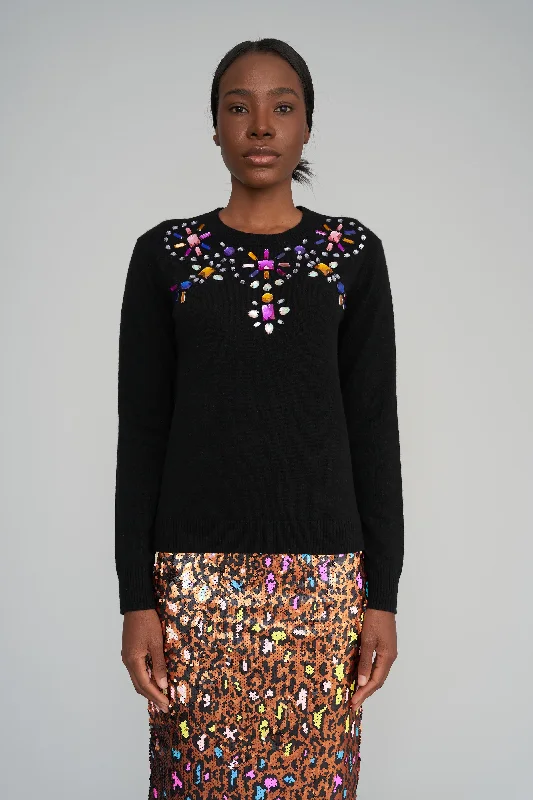 Over The Rainbow Jewel Sweater - Le Superbe Graphic Sweater Embroidered Appliqued