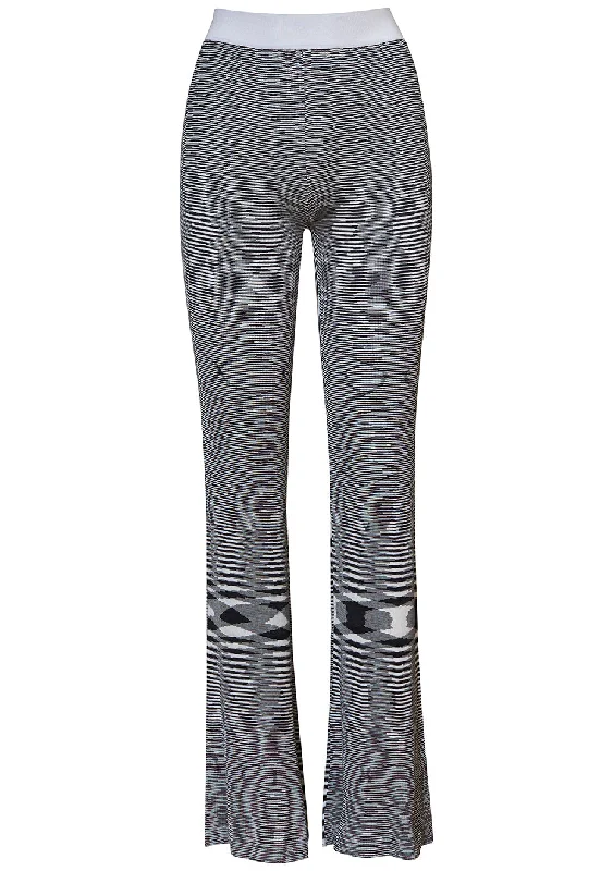 Flare Knit Trousers Space Dye Trousers Silk Elegant