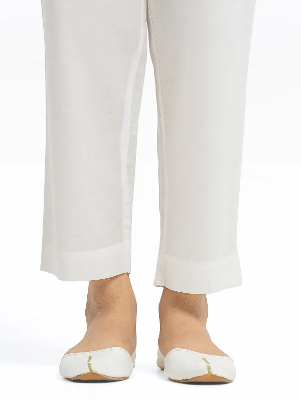 Women's White Trouser - EWBS24-76577 Trousers Leather Faux