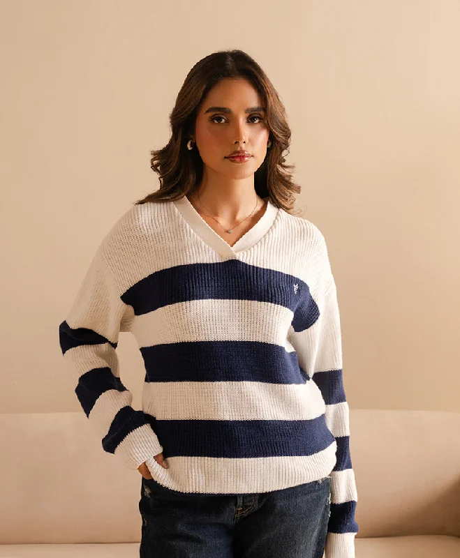 Blue and White POLO Sweater (Women) Satin Fabric Silk Fabric Chiffon Fabric