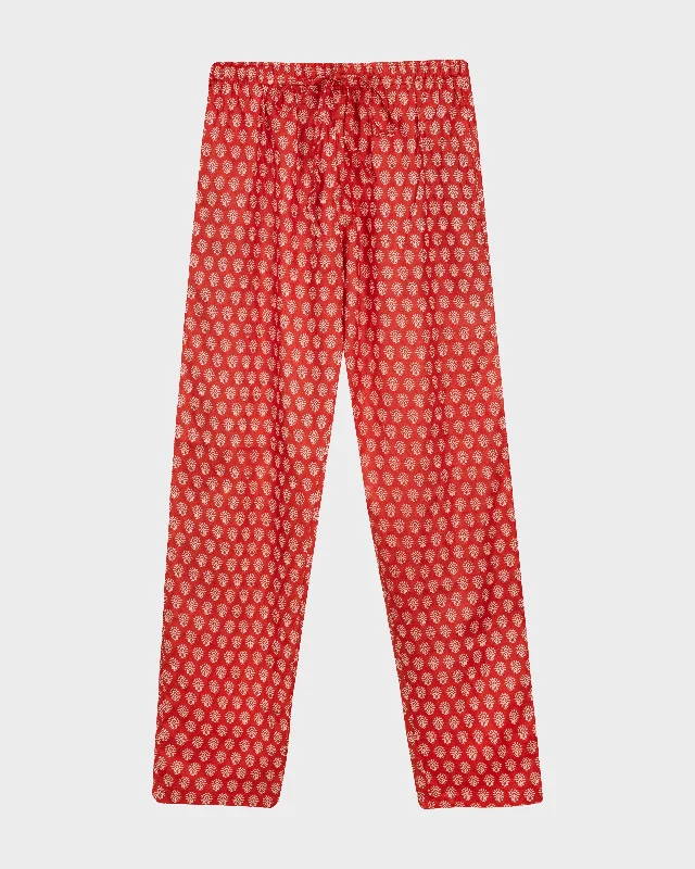 ELDORET TROUSERS IN RED Cropped Trousers Casual Linen