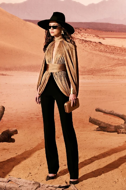 Open sleeves bodice paired with trousers Trousers stylish elegant