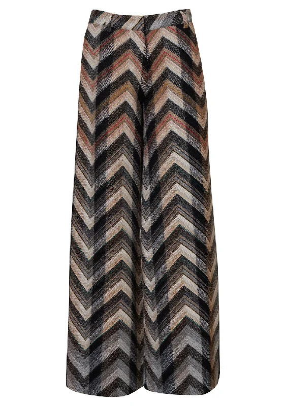 Hairy Wool Chevron Trousers Trousers Mesh Breathable
