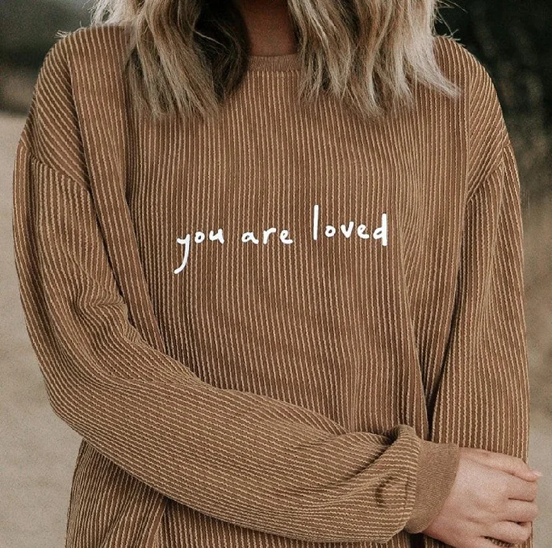Corduroy Pullover Sweater Letter Printed Long-sleeved Top Women Turtleneck Warm Pullover Corduroy Pullover Sweater Letter Printed Long-sleeved Top Women Turtleneck Warm Pullover
