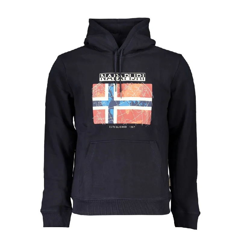 Blue Cotton Men Sweater Elasticated Padded Insulated