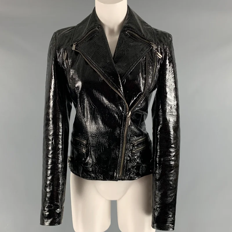 VERSUS by GIANNI VERSACE Size XS Black Not Listed Patent Biker Jacket Corduroy Jacket Velvet Jacket Brocade Jacket