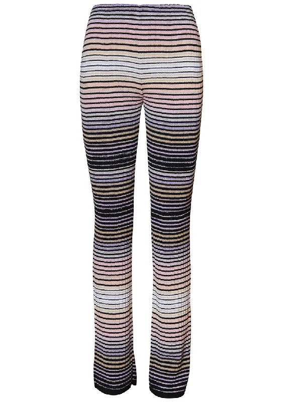 Striped Black Pastel Trousers Trousers Satin Smooth