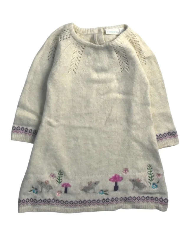 Jojo Maman Bébé Knitted Animal Sweater Dress 6-12M Fitted Slim Tailored