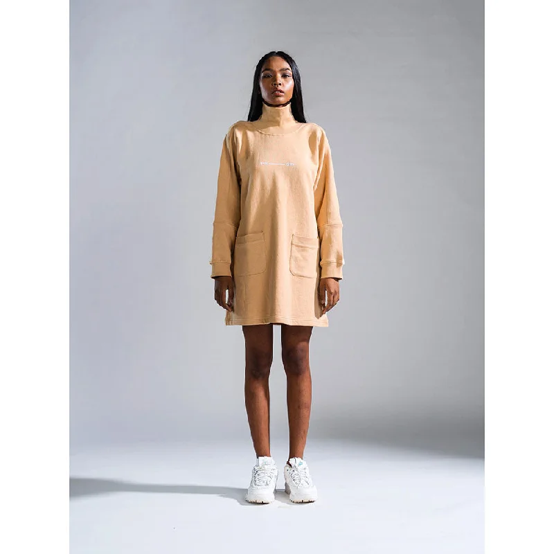 PRIMAL GRAY Beige Organic Cotton Sweater Dress Cashmere Blend Cotton Blend Poly Blend