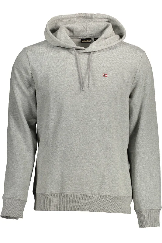 Gray Cotton Men Sweater Fitted Loose Oversized