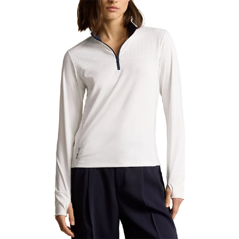 RLX Polo Golf Eyelet Performance Quarter-Zip Womens Golf Pullover Square Neck Pullover