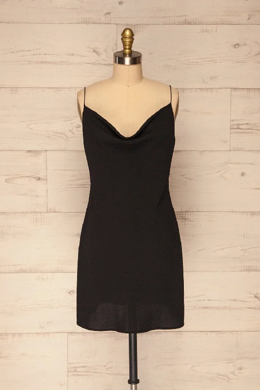 Faanes Black | Short Slip Dress