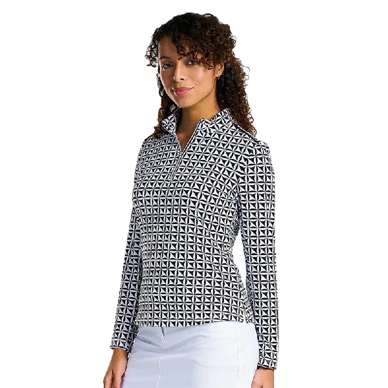 NVO Lida Mock Leng Sleeve Womens Golf Pullover Alpaca Blend Soft