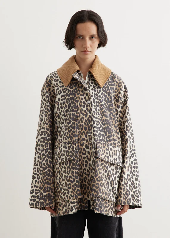 Printed Canvas Midi Jacket Cotton Jacket Linen Jacket Terry Jacket