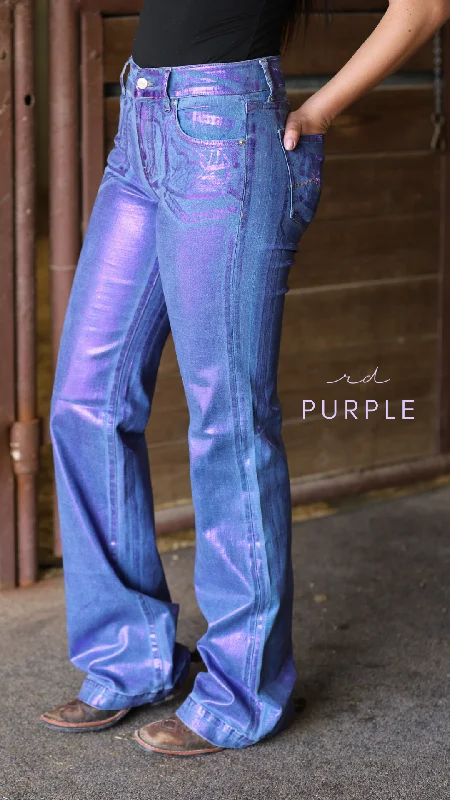 PURPLE METALLIC SIGNATURE TROUSER DENIM Trousers Summer Linen