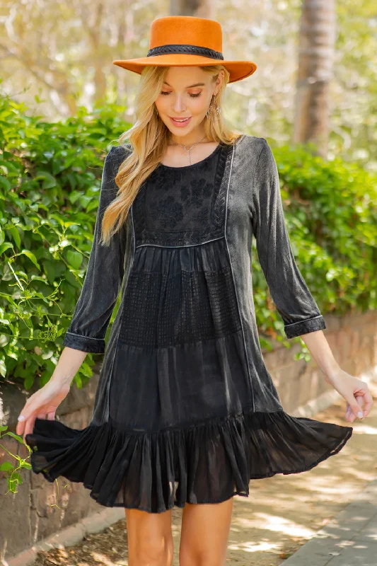 Charcoal Embroidered Dress by Young Threads