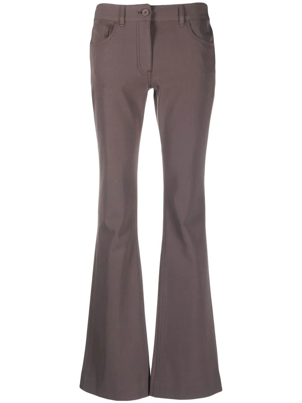 LOW-RISE FLARED TROUSERS Trousers Plaid Checkered