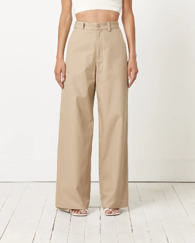 Cotton Gabardine Trousers in Beige Trousers fashionable chic