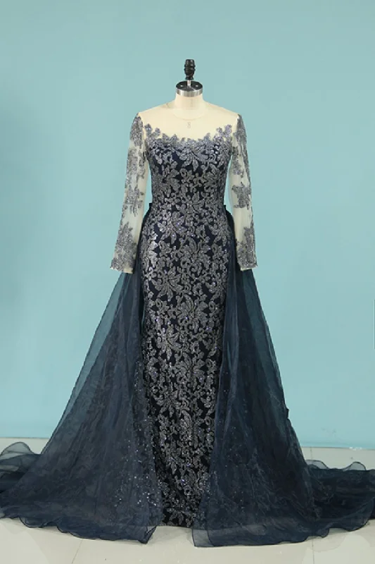 Bling Bling Evening Dresses Mermaid Bateau Sweep/Brush Sequins Lace With Rhinestones