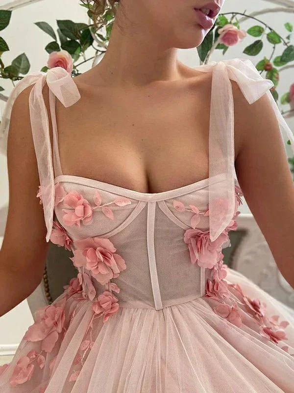 Chic A-line Straps Blushing Pink Prom Dress Long Applique Tulle Evening Dress JKW216 Chic A-line Straps Blushing Pink Prom Dress Long Applique Tulle Evening Dress JKW216