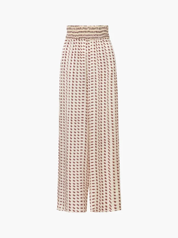 San Cipriano Silk Trousers | Ivory Wine Seeds Trousers New Arrival