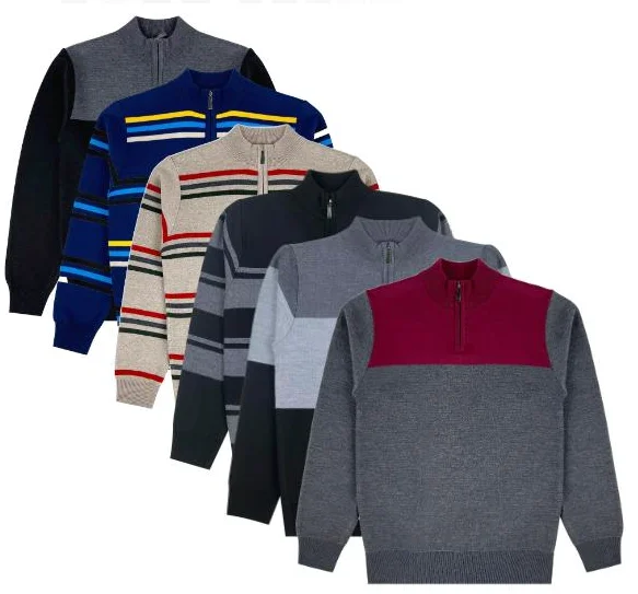 Boys Stylish Quarter Zip Sweater (24/Case) Modern Contemporary Chic