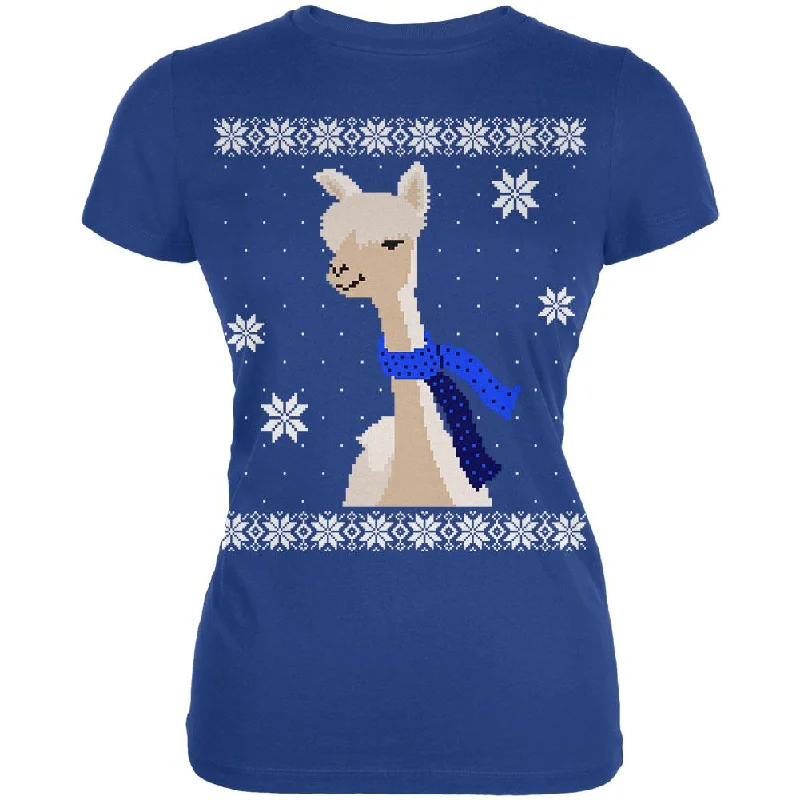 Big Alpaca Scarf Ugly Christmas Sweater Juniors Soft T Shirt Elasticated Padded Insulated