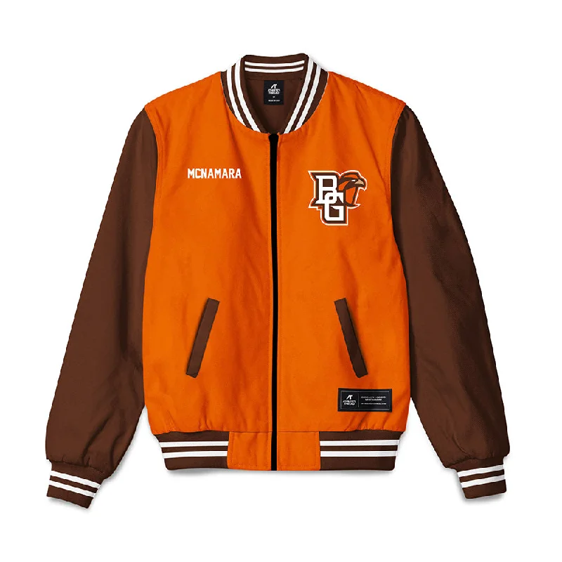 BGSU - NCAA Women's Gymnastics : Brooke McNamara - Bomber Jacket Satin Fabric Silk Fabric Chiffon Fabric