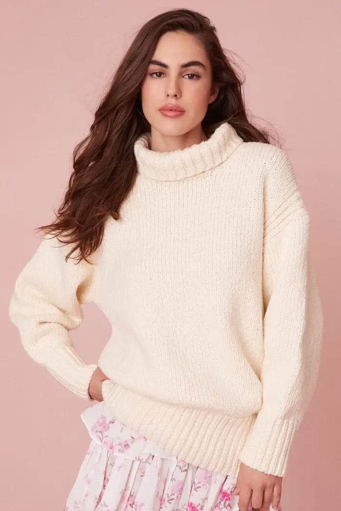Valli Pullover Sweater in Sugar Cookie Angora Wool Cozy