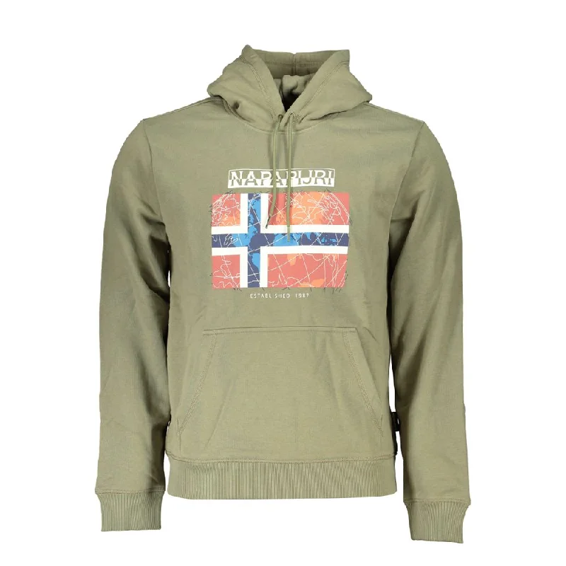 Green Cotton Men Sweater Graphic Sweater Embroidered Appliqued