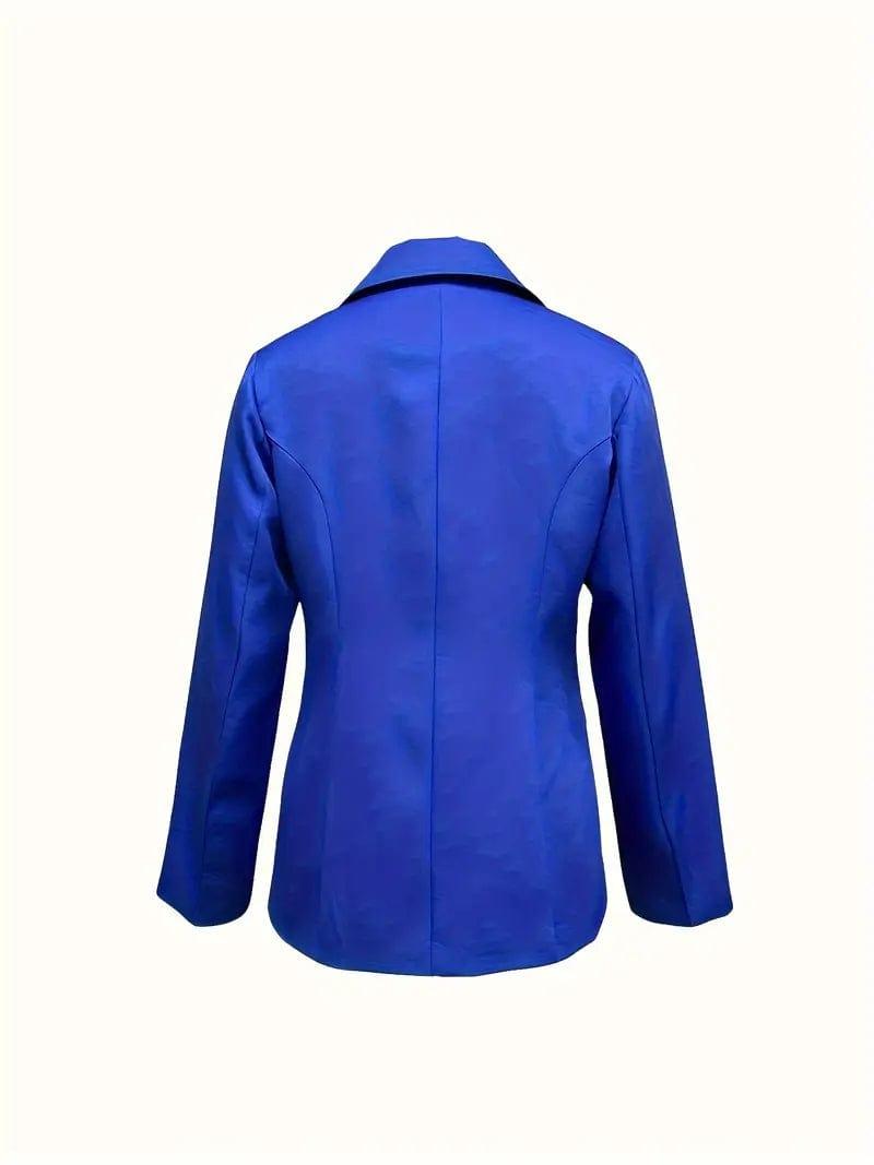Royal Blue Blazer Jacket Boat Neck Shawl Collar Notched Collar