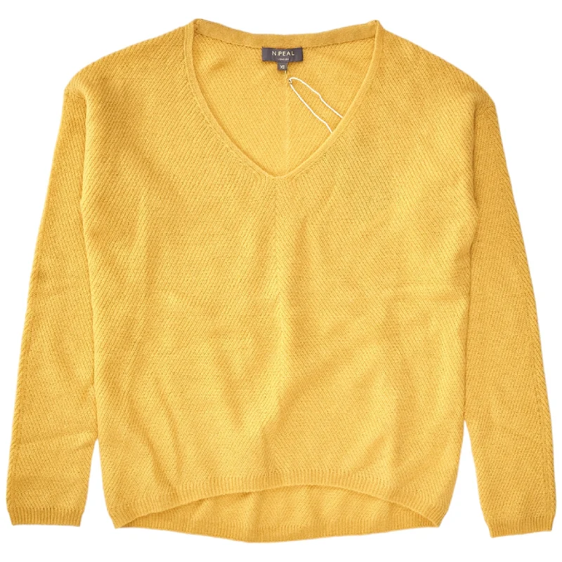 N. Peal Rattan Cashmere V Neck Sweater Fleece Sweater Nylon Polyester