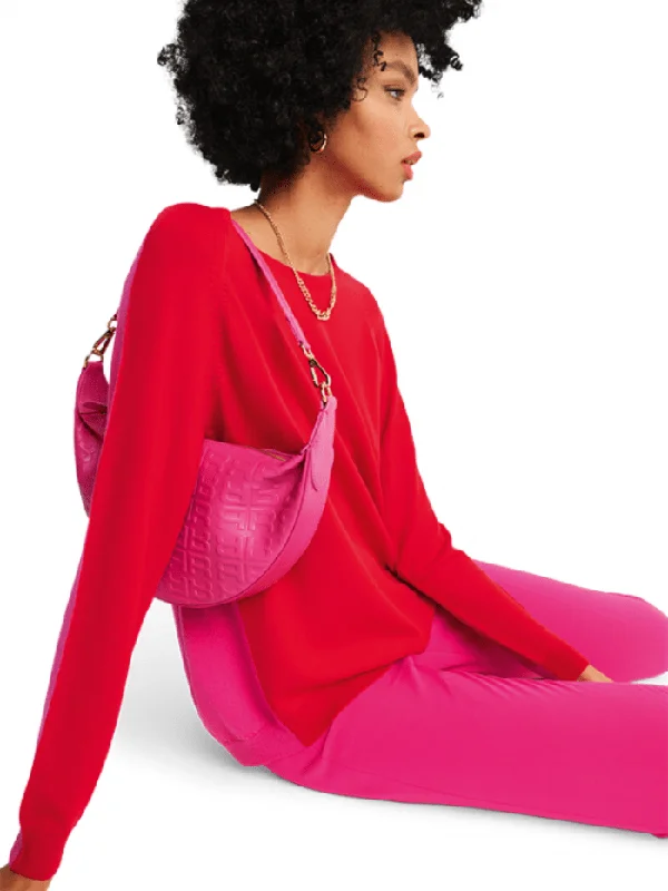 Riani Extra Fine Merino Wool Pullover In Red/Pink 377100 7534 Col 360 Deep Neck Pullover
