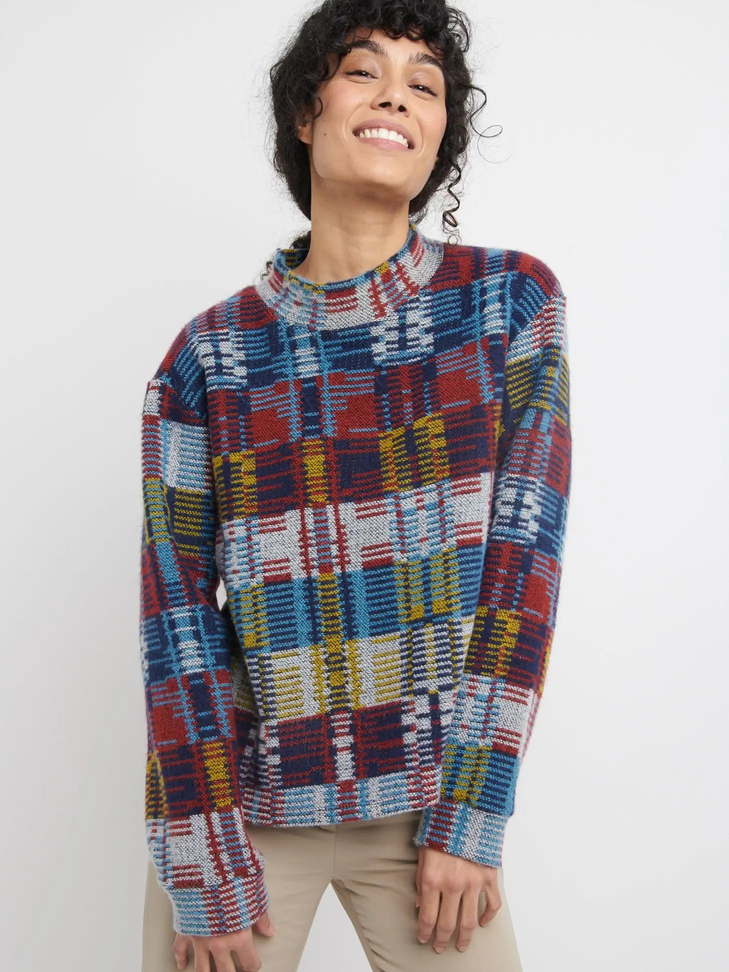 Made In Sens Check Sweater Print Jacquard Patchwork