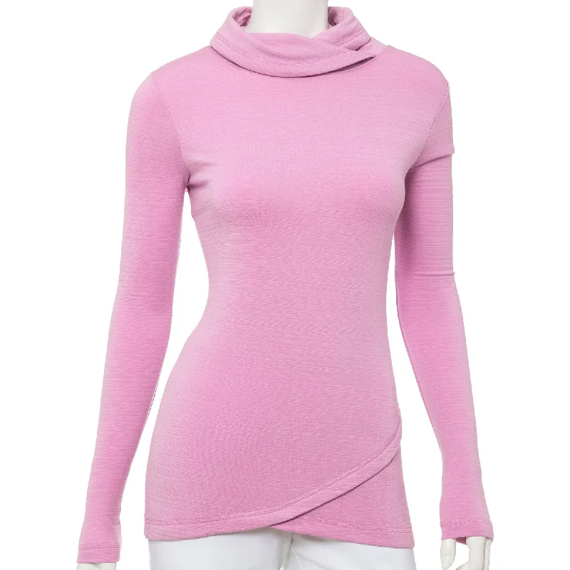 EP NY Bora Bora Shawl Collar Womens Long Sleeve Golf Pullover One Shoulder Top